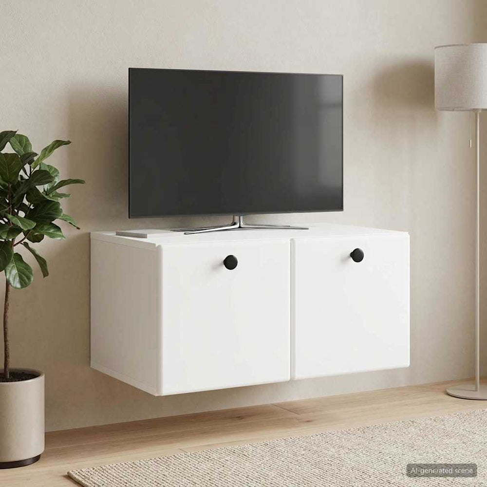 Sieninė TV spintelė 59,5 x 41 x 30 cm Balta Apdirbta mediena