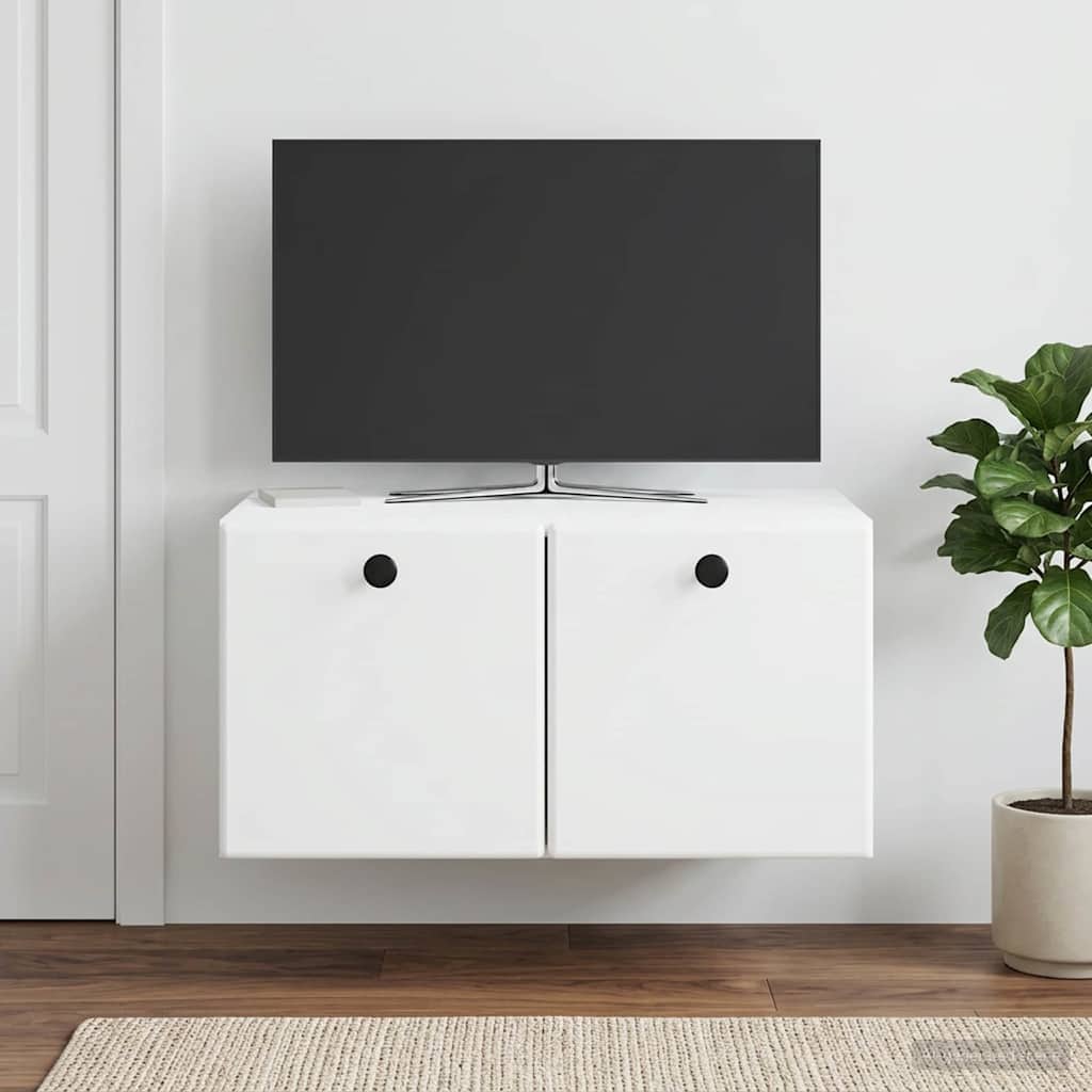 Sieninė TV spintelė 59,5 x 41 x 30 cm Balta Apdirbta mediena