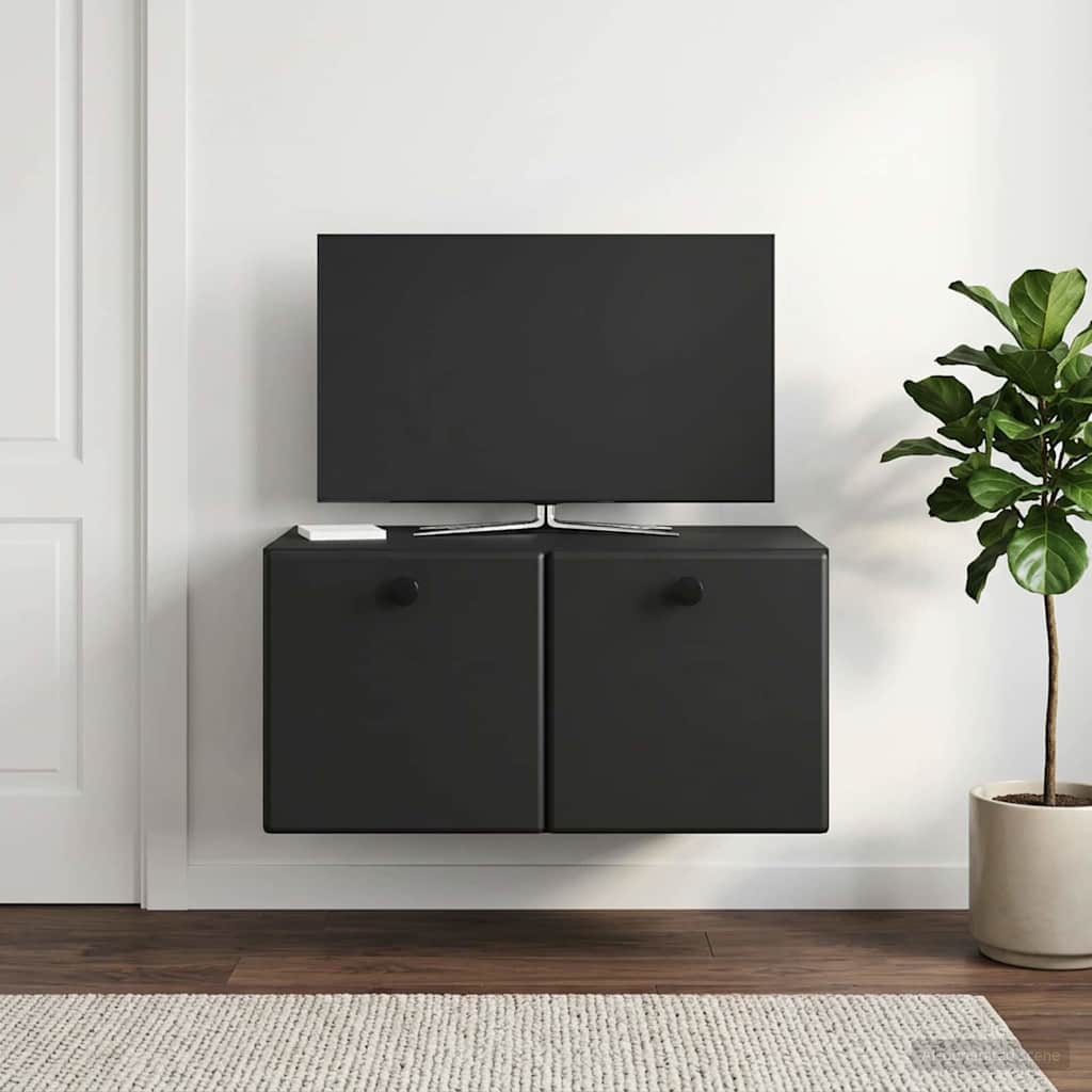 Sieninė TV spintelė Juoda 59,5 x 41 x 30 cm Apdirbta mediena