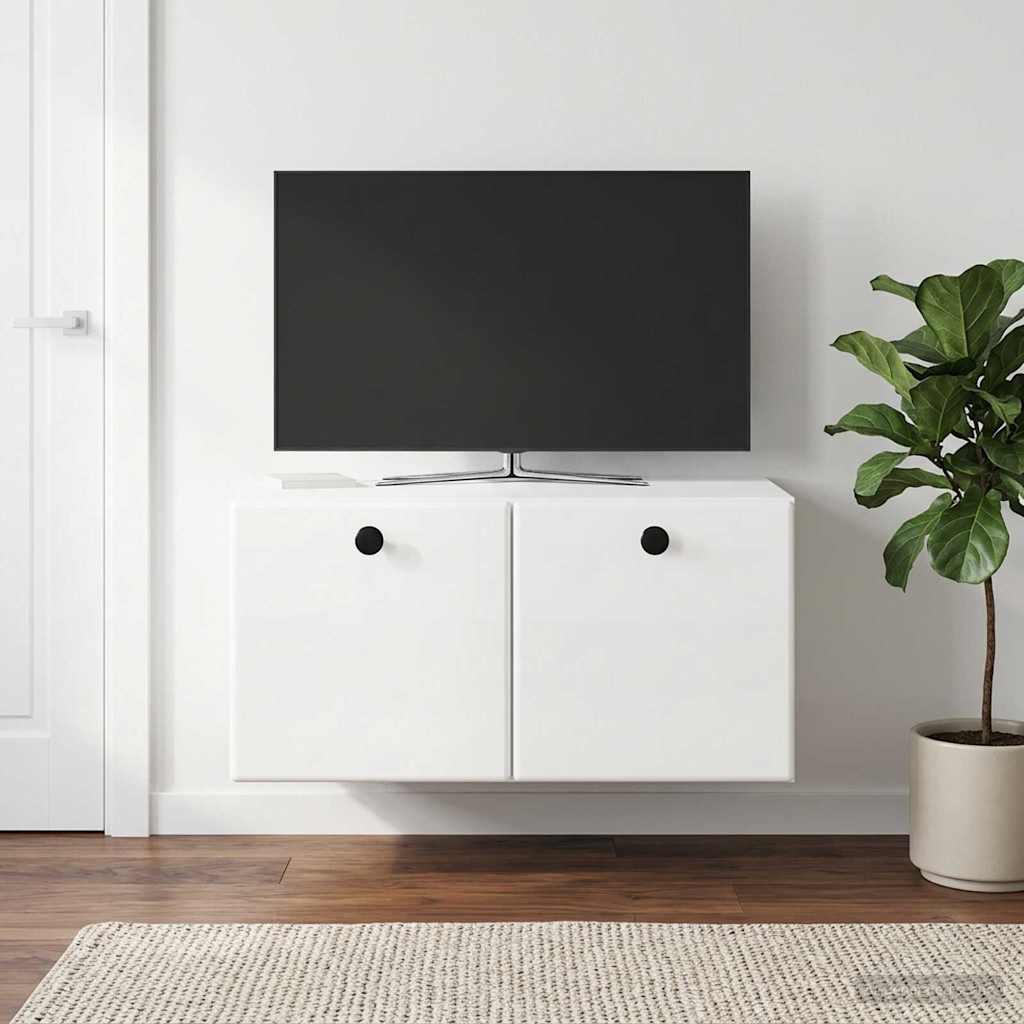 Sieninė TV spintelė Itin blizgi balta 59,5 x 41 x 30 cm