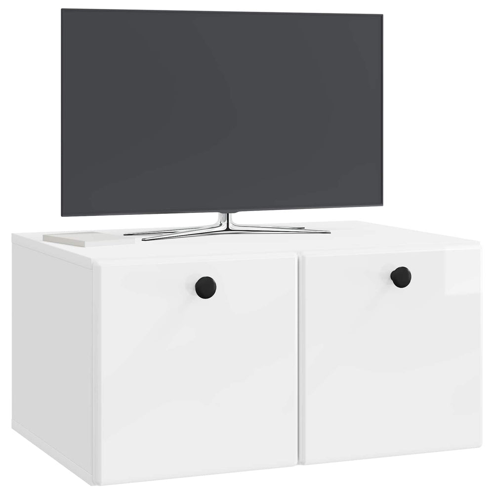 Sieninė TV spintelė Itin blizgi balta 59,5 x 41 x 30 cm