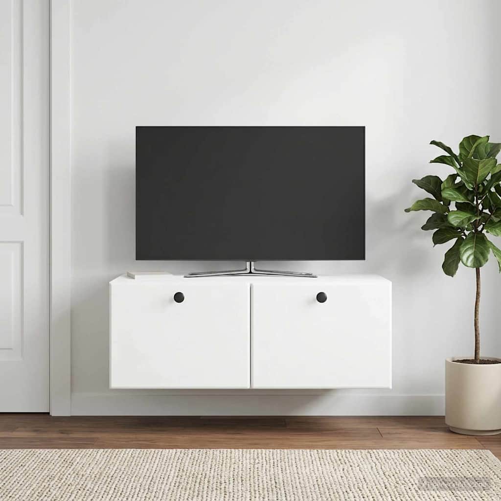Sieninė TV spintelė 78,5 x 41 x 30 cm Balta Apdirbta mediena