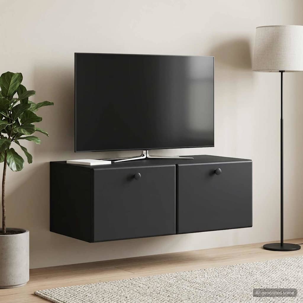 Sieninė TV spintelė Juoda 78,5 x 41 x 30 cm Apdirbta mediena