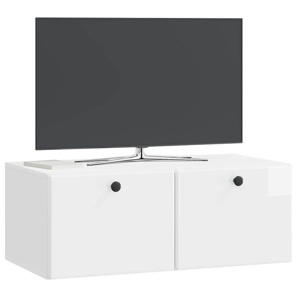 Sieninė TV spintelė Itin blizgi balta 78,5 x 41 x 30 cm
