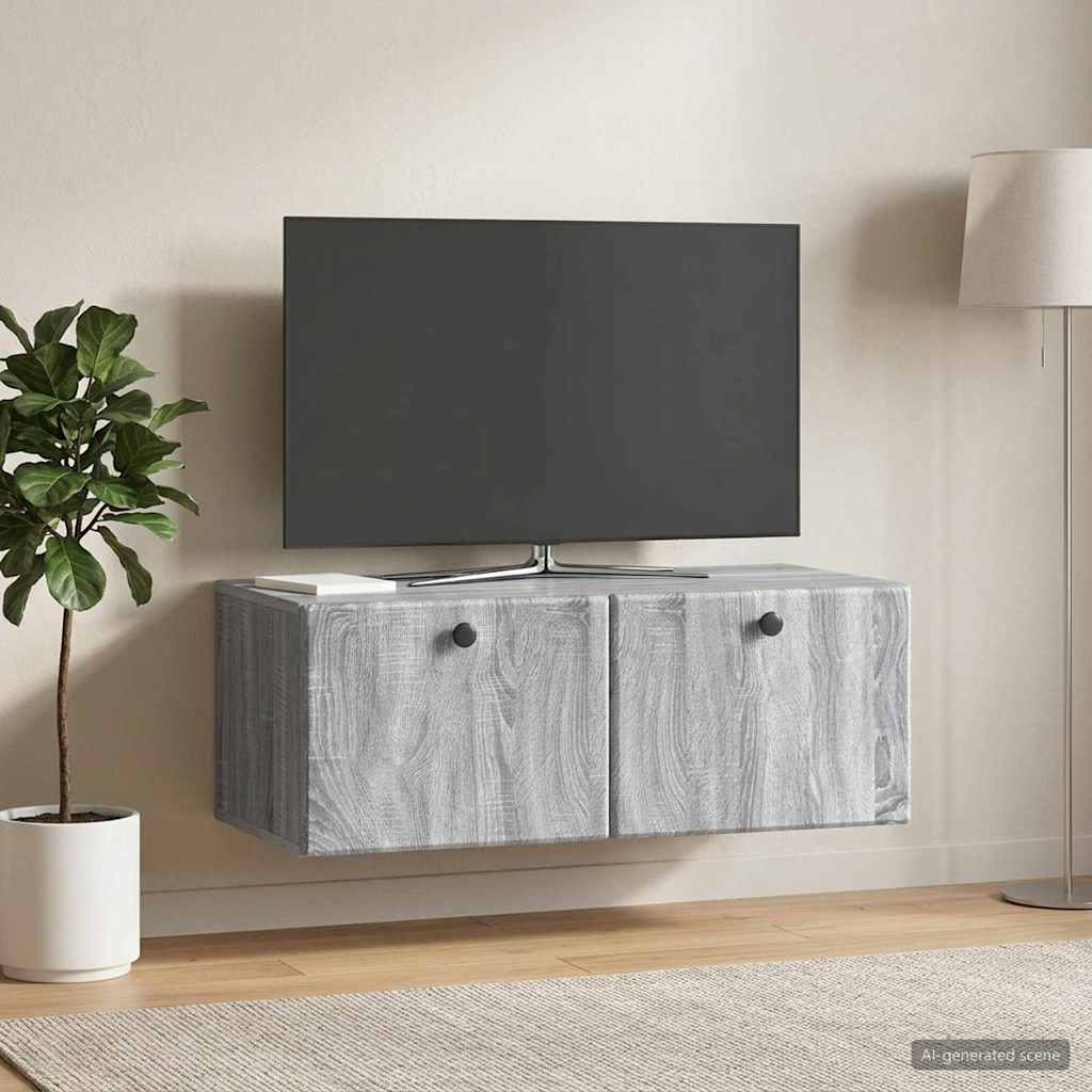 Sieninė TV spintelė Pilka sonoma ąžuolo 78,5 x 41 x 30 cm
