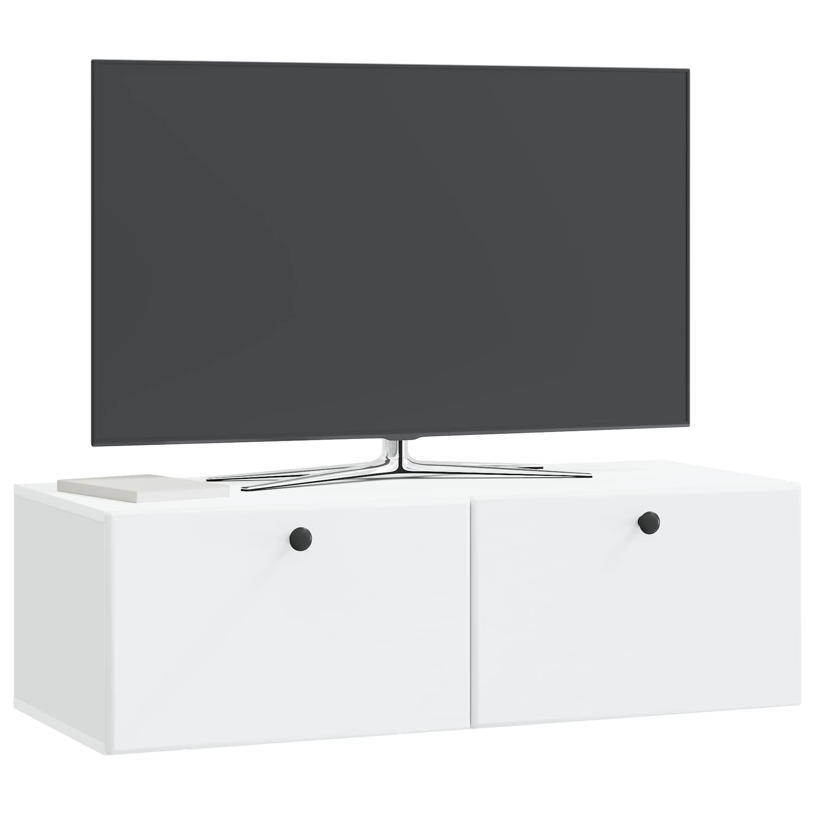 Sieninė TV spintelė 98 x 41 x 30 cm Balta Apdirbta mediena