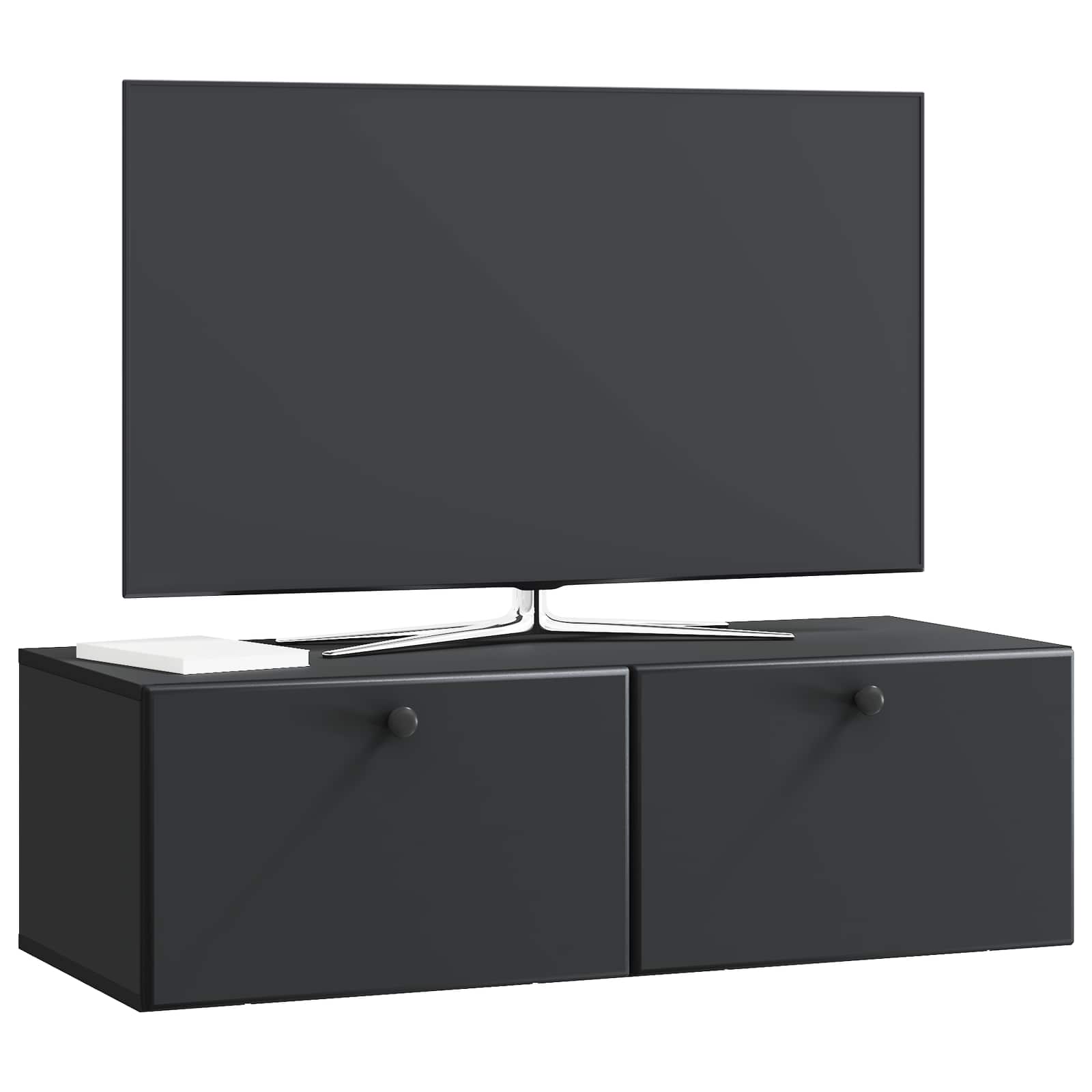 Sieninė TV spintelė Juoda 98 x 41 x 30 cm Apdirbta mediena