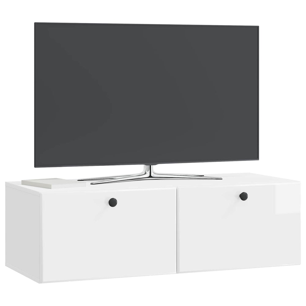 Sieninė TV spintelė Itin blizgi balta 98 x 41 x 30 cm