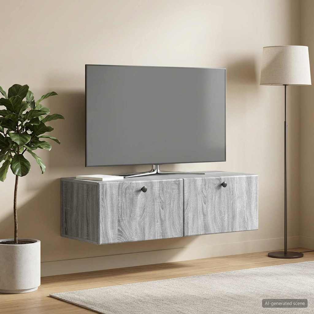 Sieninė TV spintelė Pilka sonoma ąžuolo 98 x 41 x 30 cm