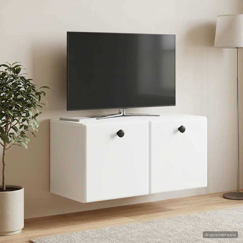 Sieninė TV spintelė 59,5 x 31 x 30 cm Balta Apdirbta mediena