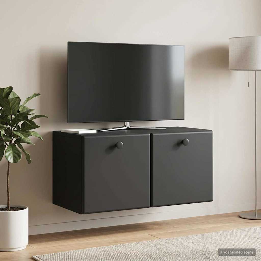 Sieninė TV spintelė Juoda 59,5 x 31 x 30 cm Apdirbta mediena