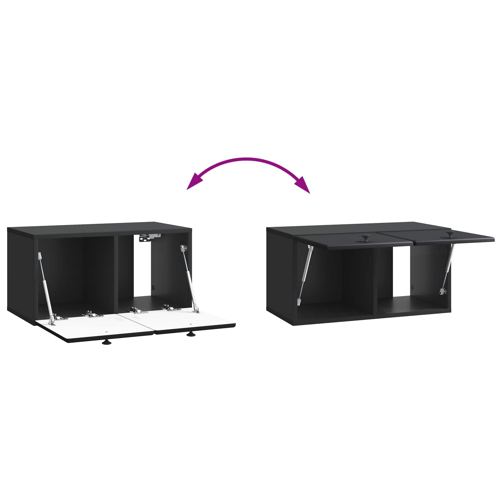 Sieninė TV spintelė Juoda 59,5 x 31 x 30 cm Apdirbta mediena