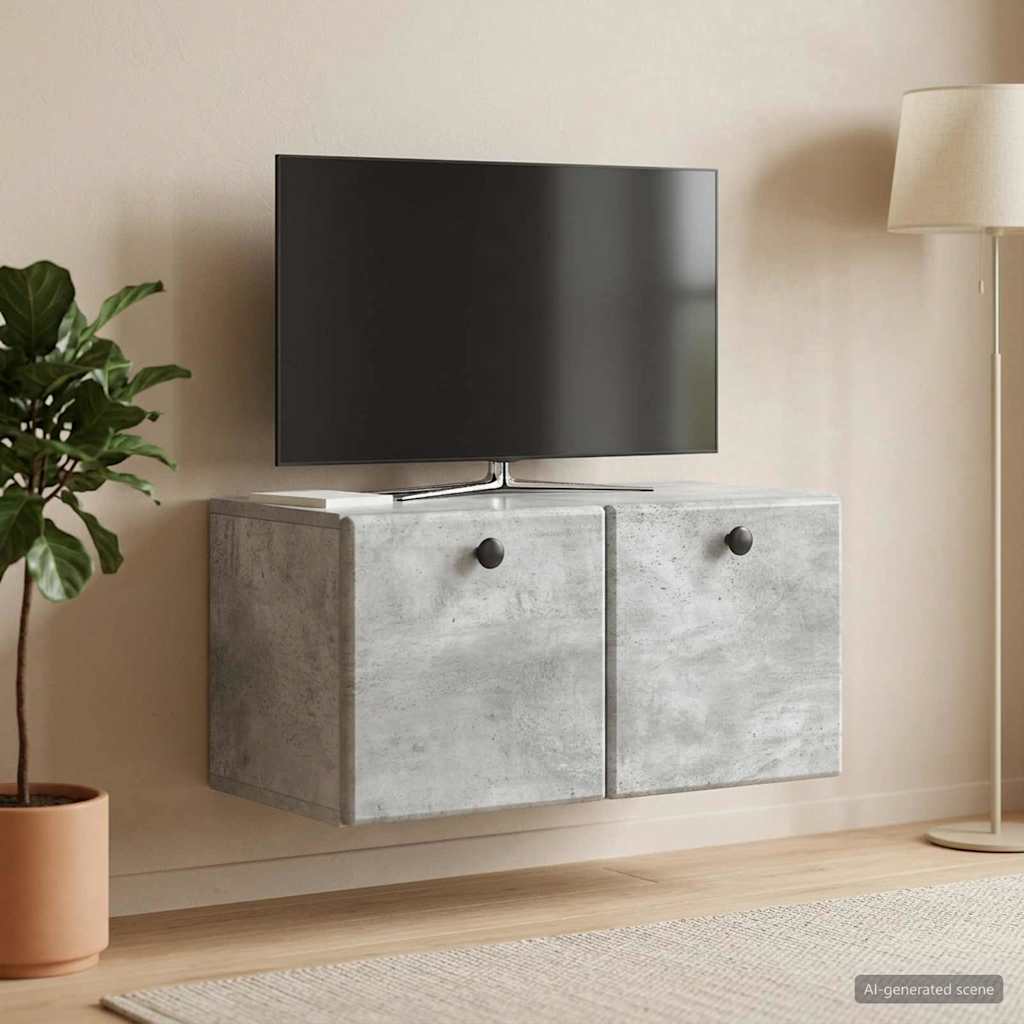 Sieninė TV spintelė Betono pilka 59,5 x 31 x 30 cm