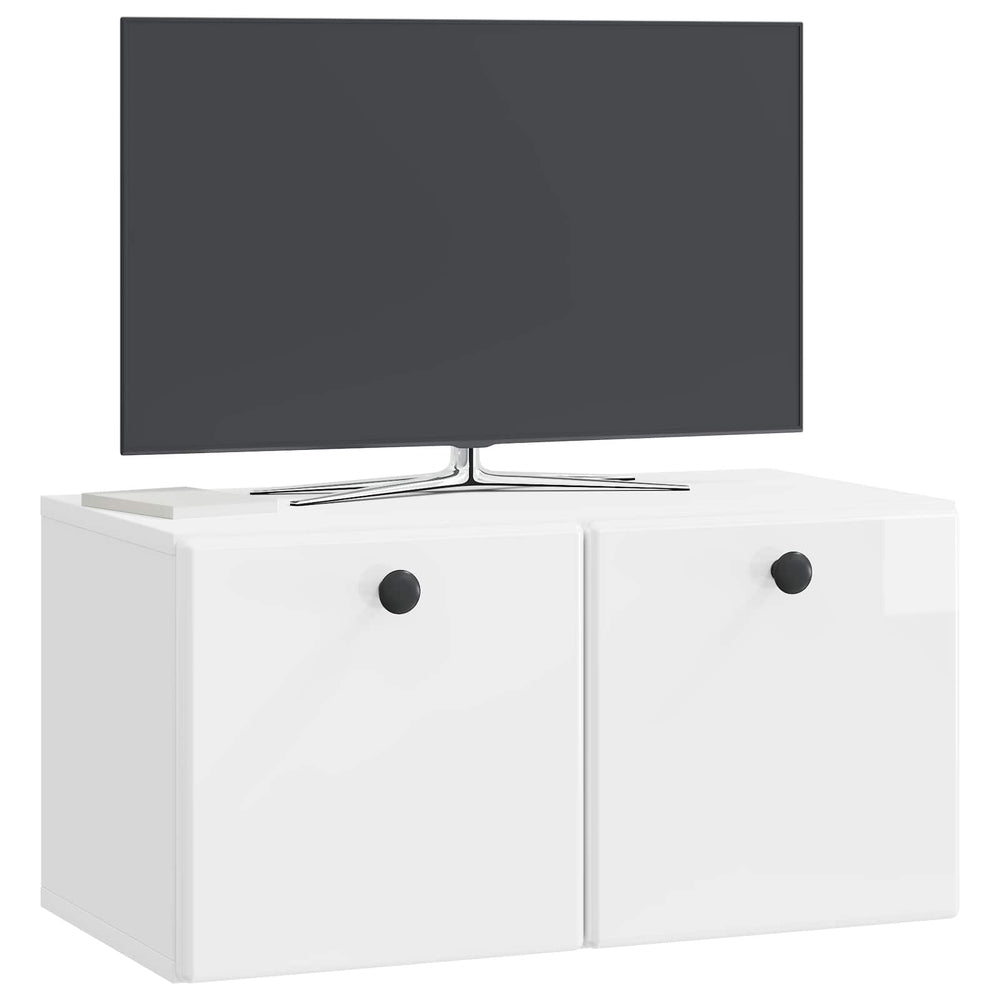 Sieninė TV spintelė Itin blizgi balta 59,5 x 31 x 30 cm