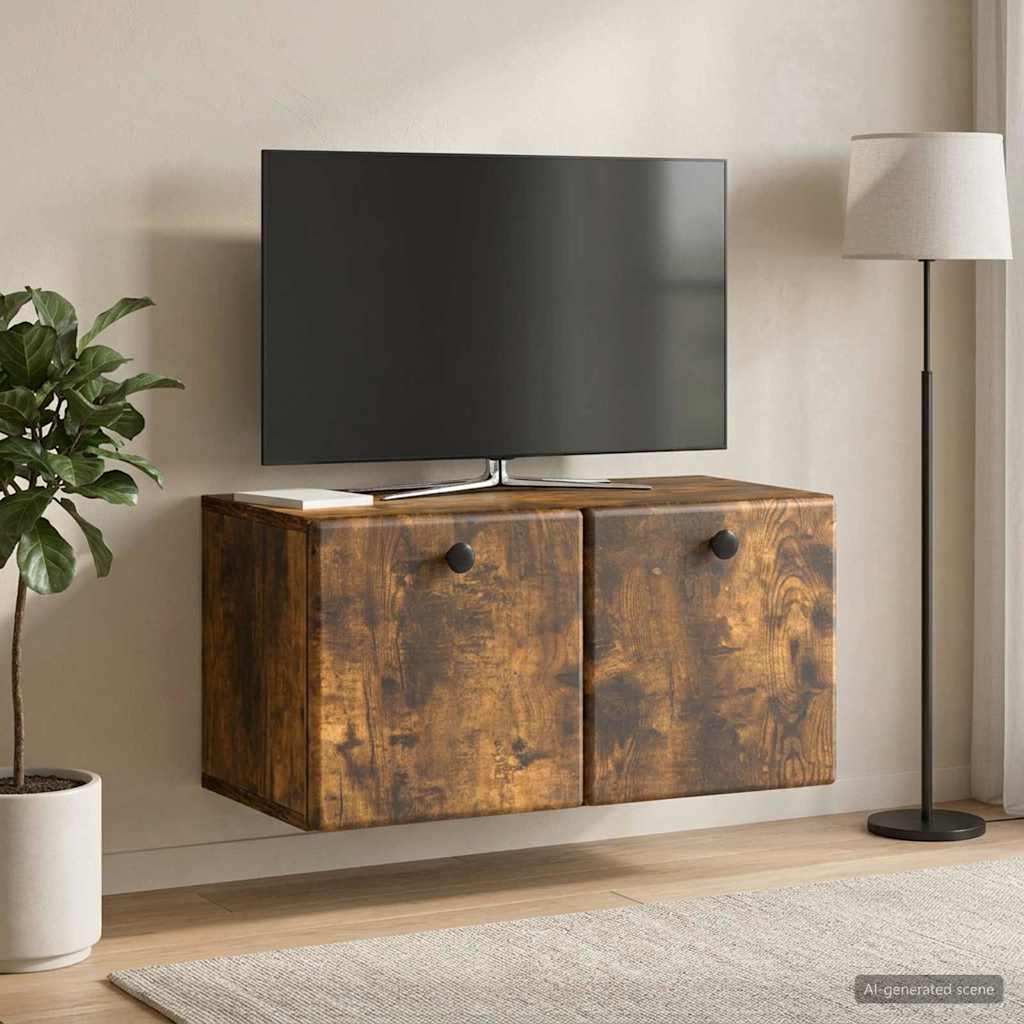 Sieninė TV spintelė Dūminio ąžuolo 59,5 x 31 x 30 cm