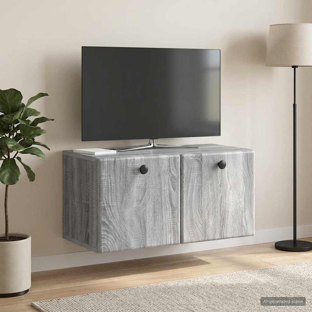 Sieninė TV spintelė Pilka sonoma ąžuolo 59,5 x 31 x 30 cm