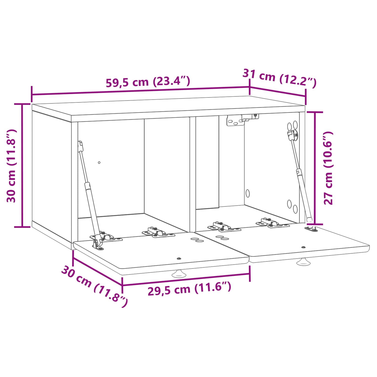 Sieninė TV spintelė 59,5 x 31 x 30 cm Sendintos medienos