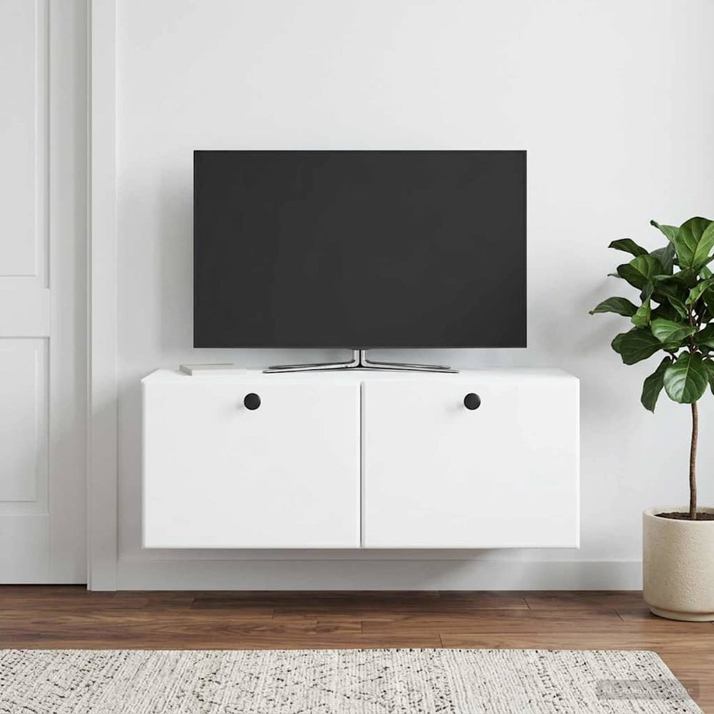 Sieninė TV spintelė 78,5 x 31 x 30 cm Balta Apdirbta mediena