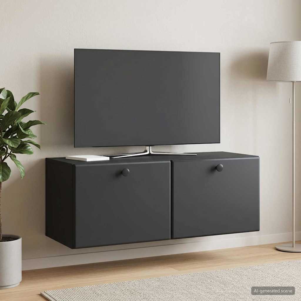 Sieninė TV spintelė Juoda 78,5 x 31 x 30 cm Apdirbta mediena