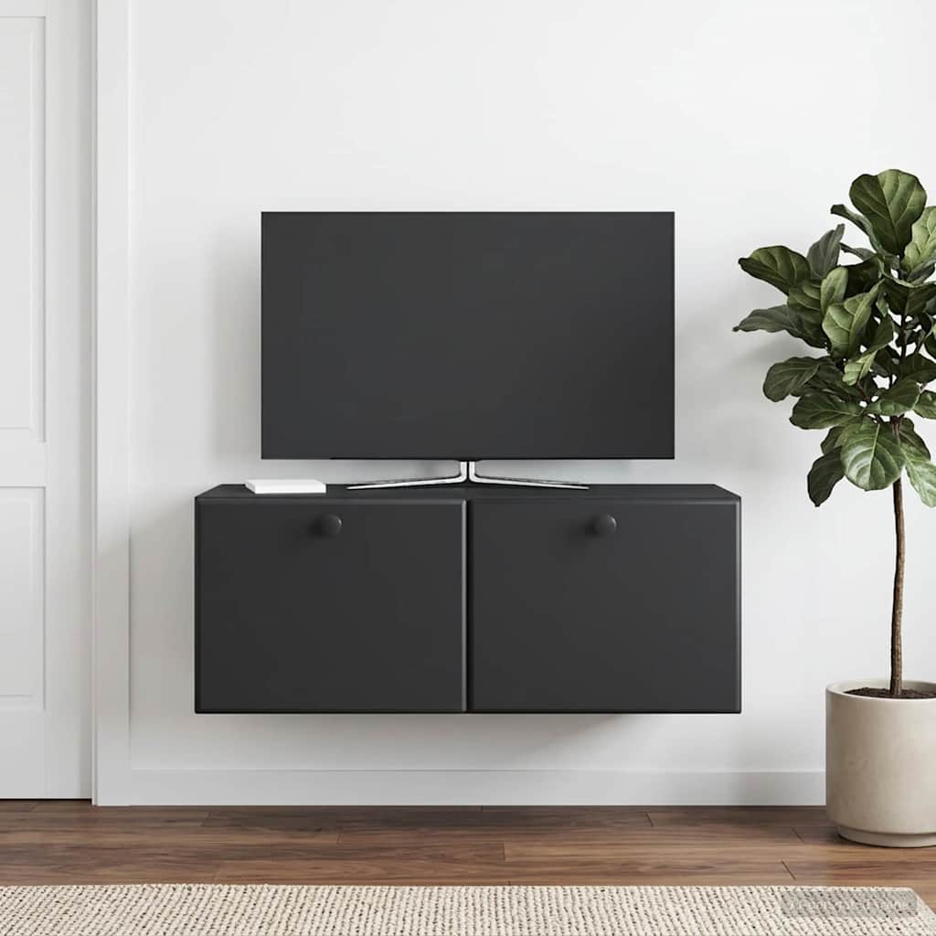 Sieninė TV spintelė Juoda 78,5 x 31 x 30 cm Apdirbta mediena