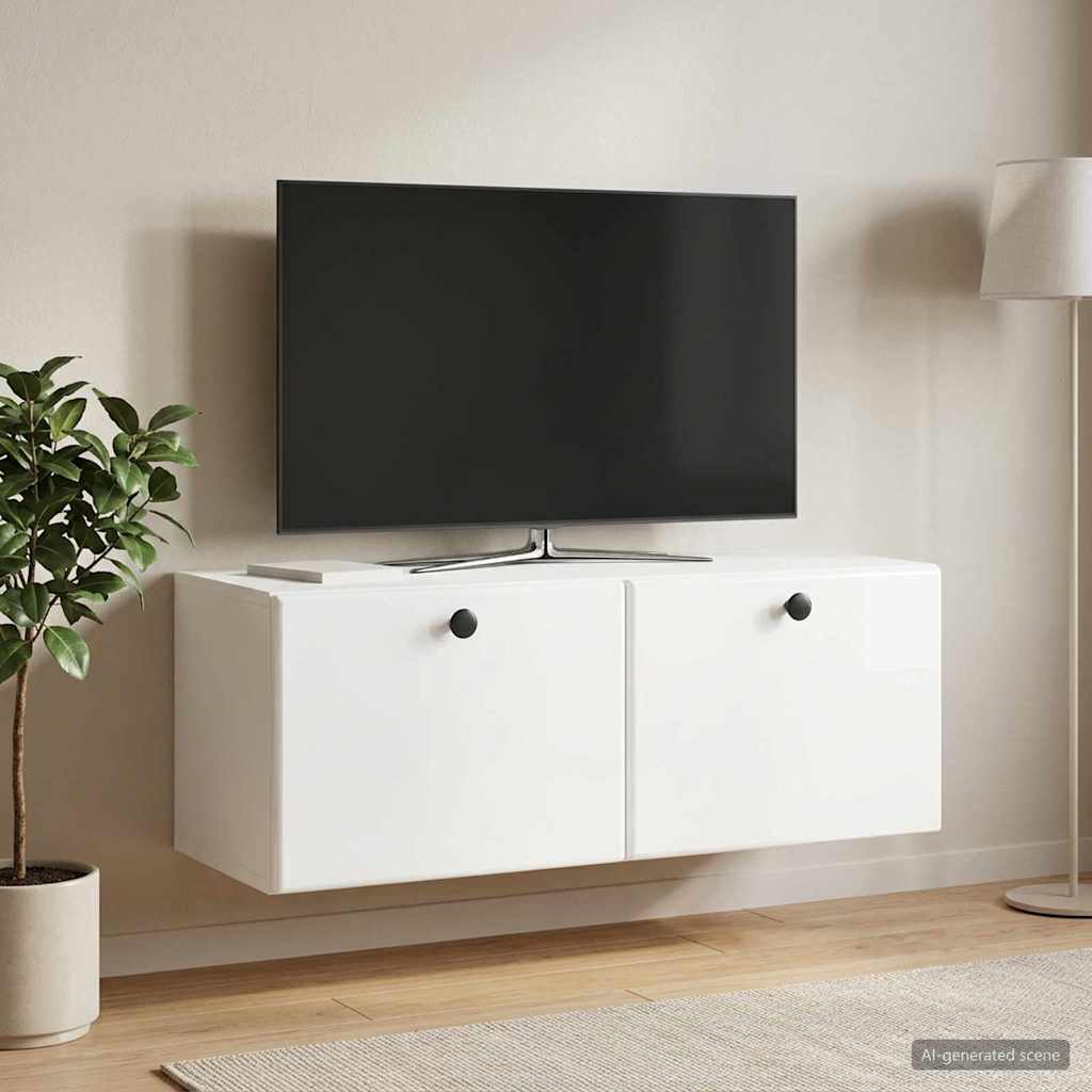 Sienas TV skapis, īpaši spīdīgi balts, 78,5 x 31 x 30 cm