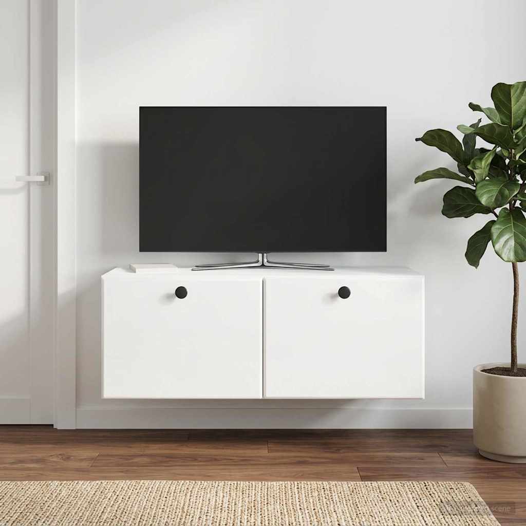 Sienas TV skapis, īpaši spīdīgi balts, 78,5 x 31 x 30 cm