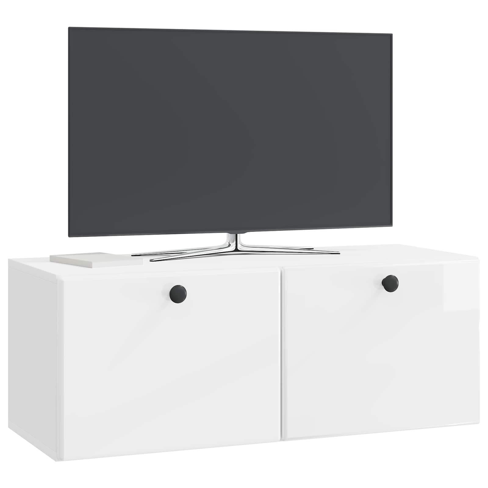 Sieninė TV spintelė Itin blizgi balta 78,5 x 31 x 30 cm