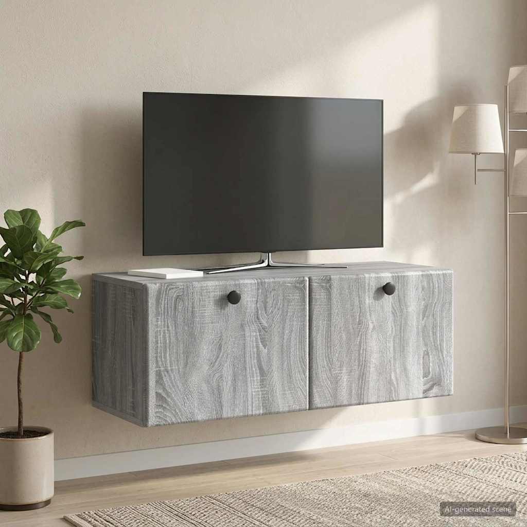 Sieninė TV spintelė Pilka sonoma ąžuolo 78,5 x 31 x 30 cm