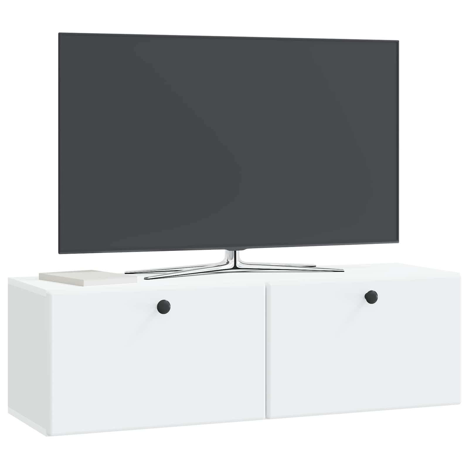 Sieninė TV spintelė 98 x 31 x 30 cm Balta Apdirbta mediena
