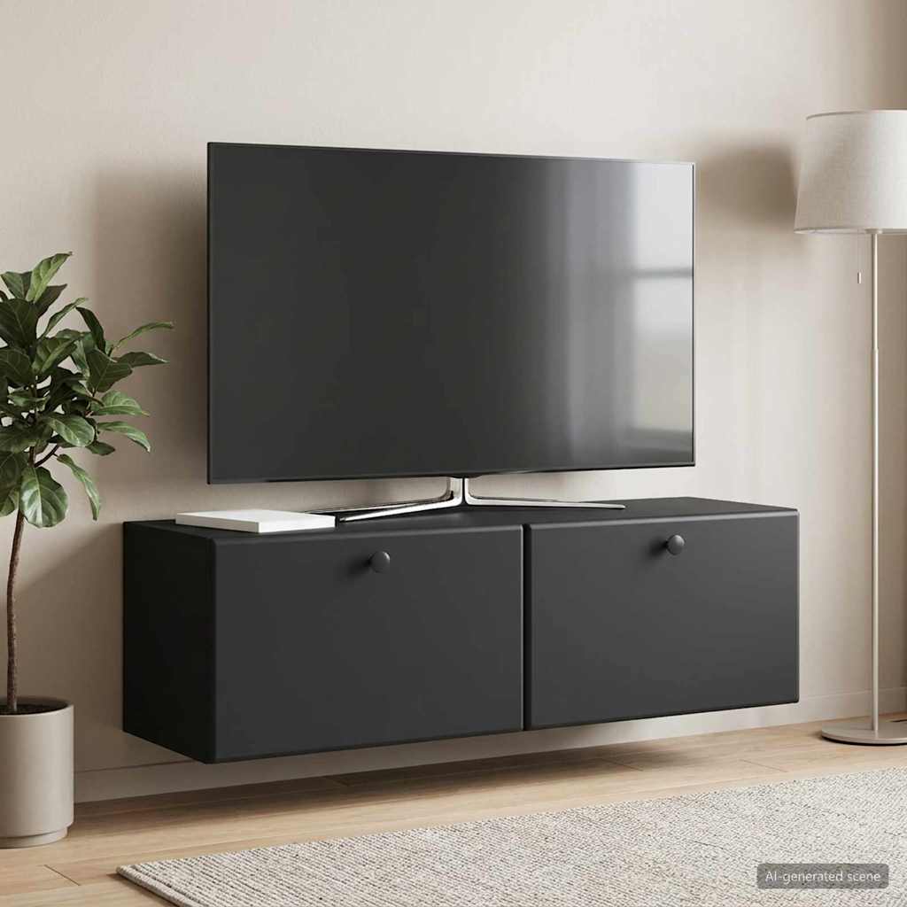 Sieninė TV spintelė Juoda 98 x 31 x 30 cm Apdirbta mediena