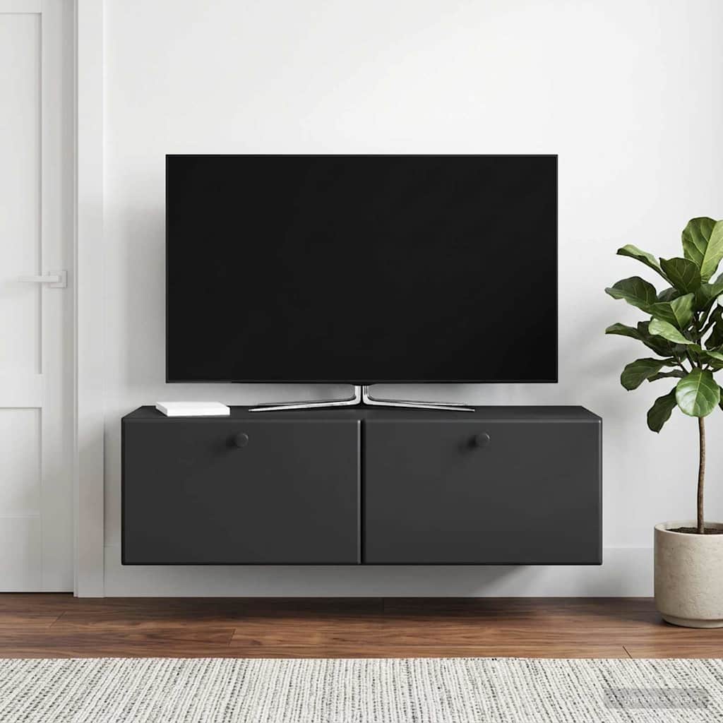 Sieninė TV spintelė Juoda 98 x 31 x 30 cm Apdirbta mediena