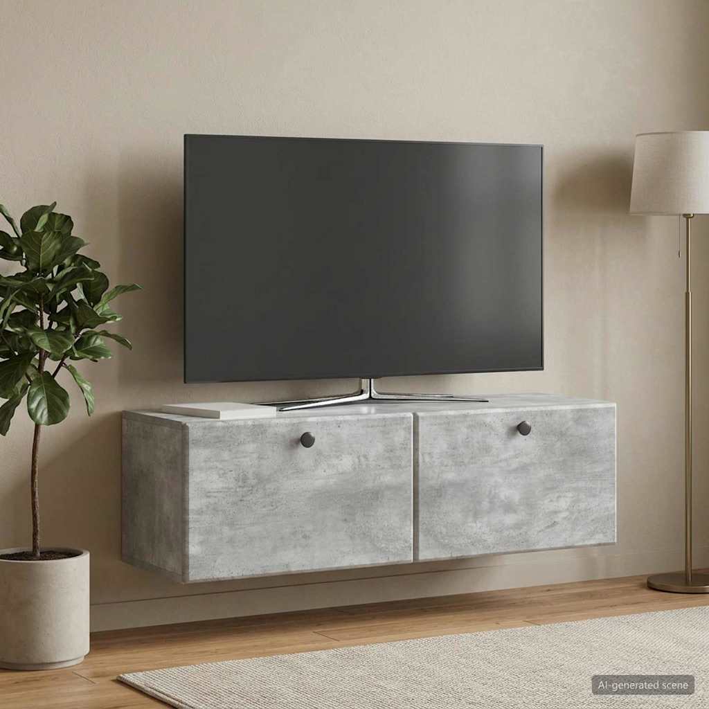 Sieninė TV spintelė Betono pilka 98 x 31 x 30 cm
