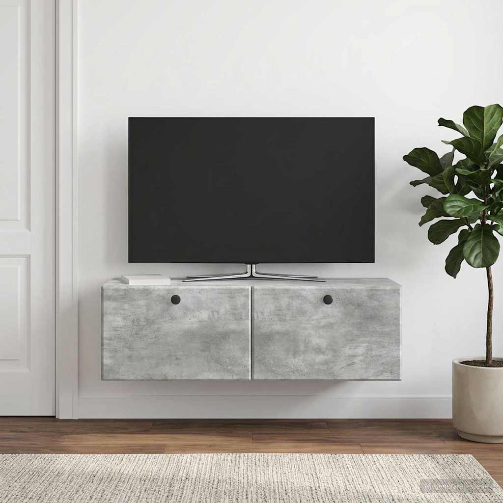 Sieninė TV spintelė Betono pilka 98 x 31 x 30 cm
