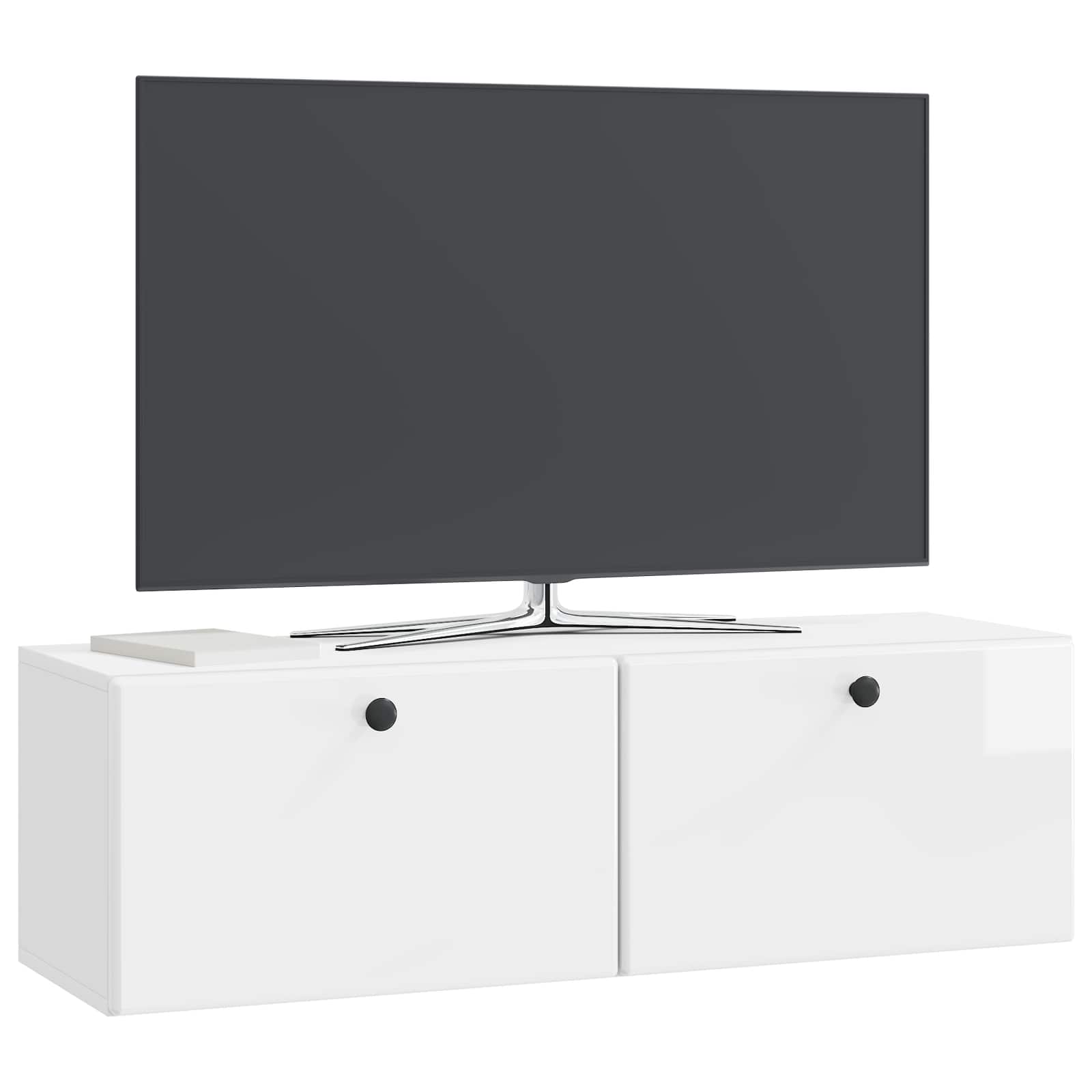 Sieninė TV spintelė Itin blizgi balta 98 x 31 x 30 cm