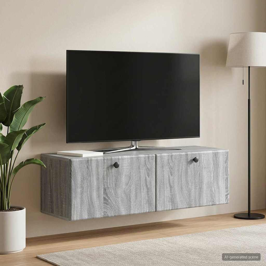 Sieninė TV spintelė Pilka sonoma ąžuolo 98 x 31 x 30 cm