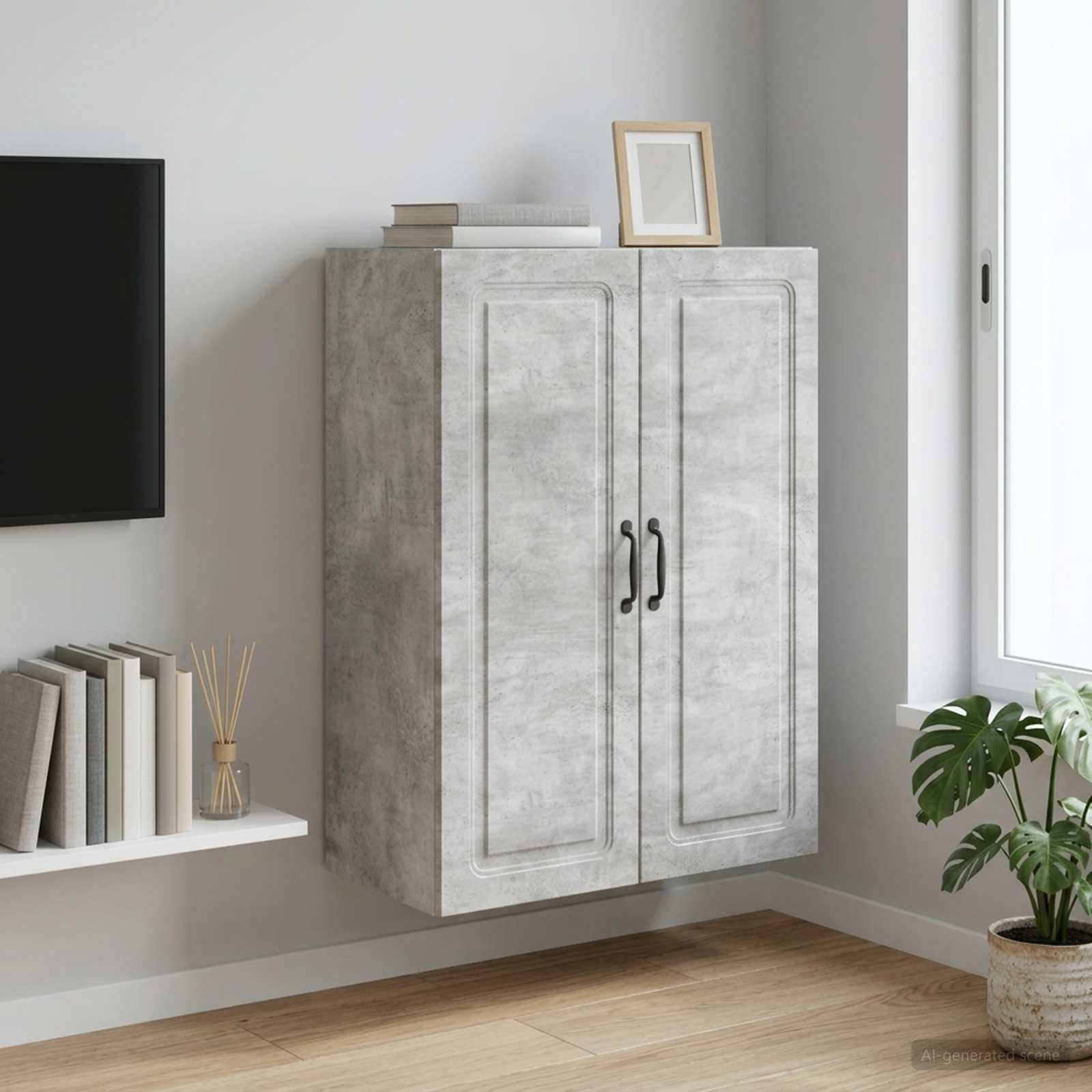 Prie sienos montuojama spinta Betono pilka 66 x 34,5 x 90 cm