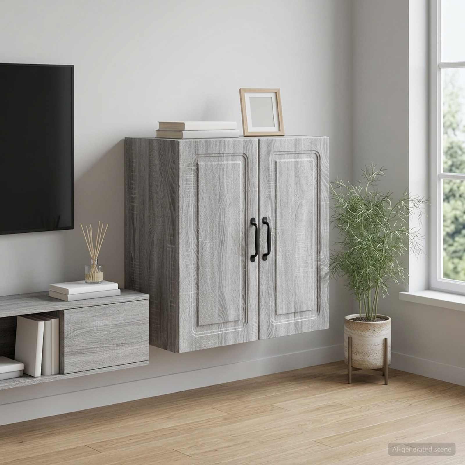 Prie sienos montuojama spinta Pilka Sonoma 59 x 31 x 60 cm