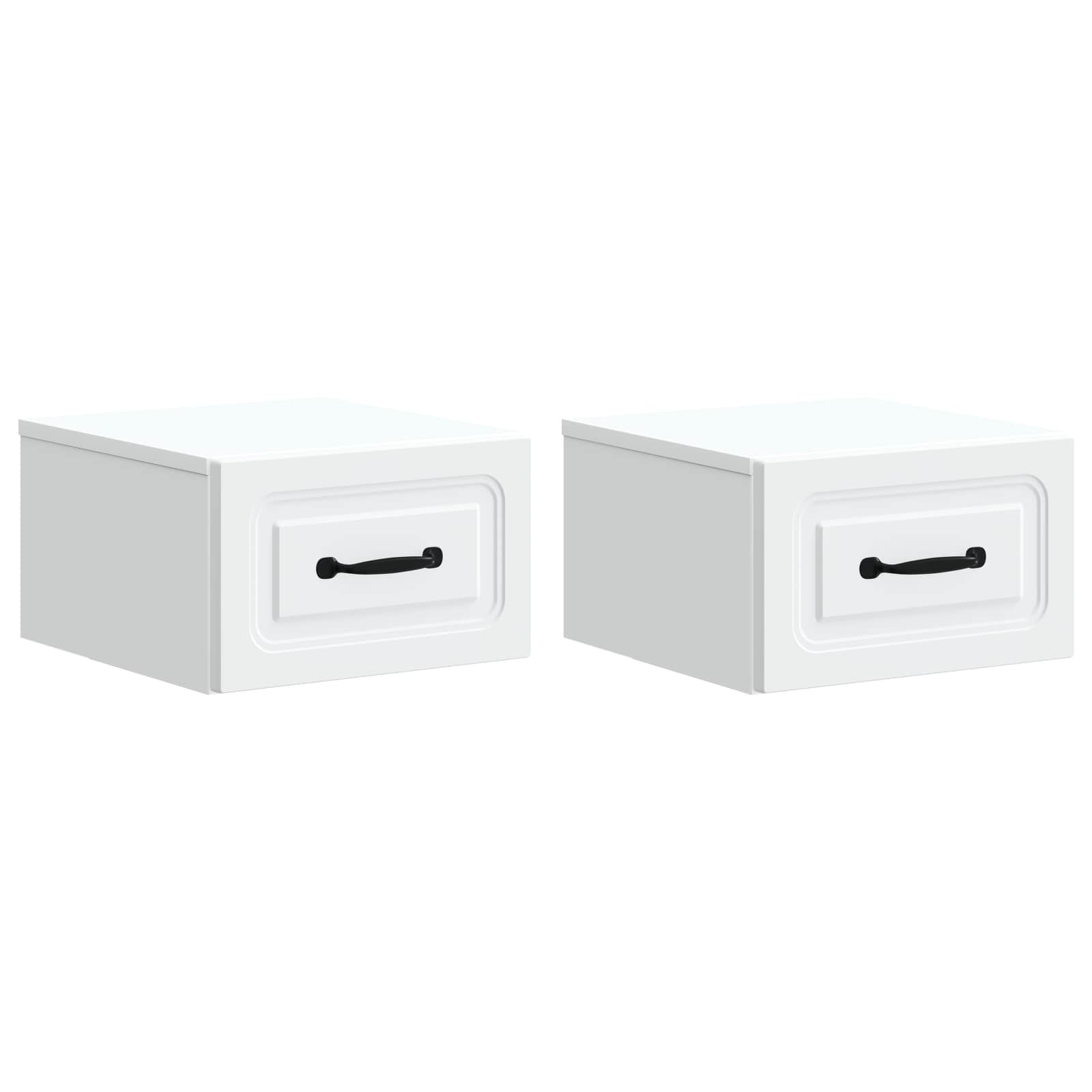 Sieninis naktinis staliukas 2 pcs Balta 34,5 x 33 x 20 cm