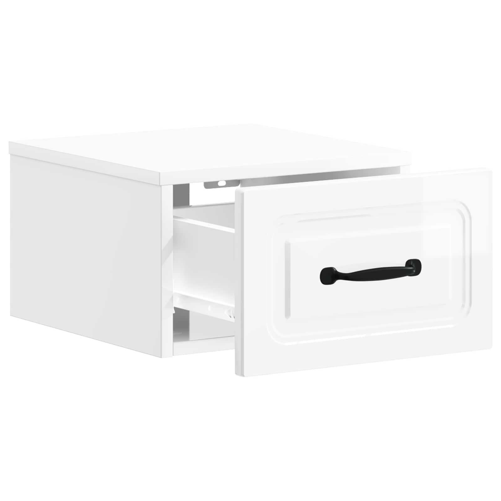 Sieninis naktinis staliukas Itin blizgi balta 34,5 x 33 x 20 cm