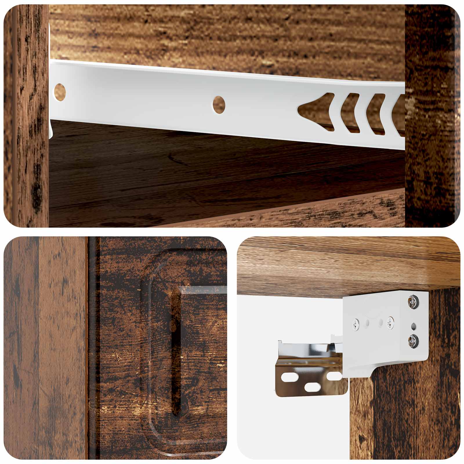 Sieninis naktinis staliukas su stalčių 2 pcs Sendintos medienos