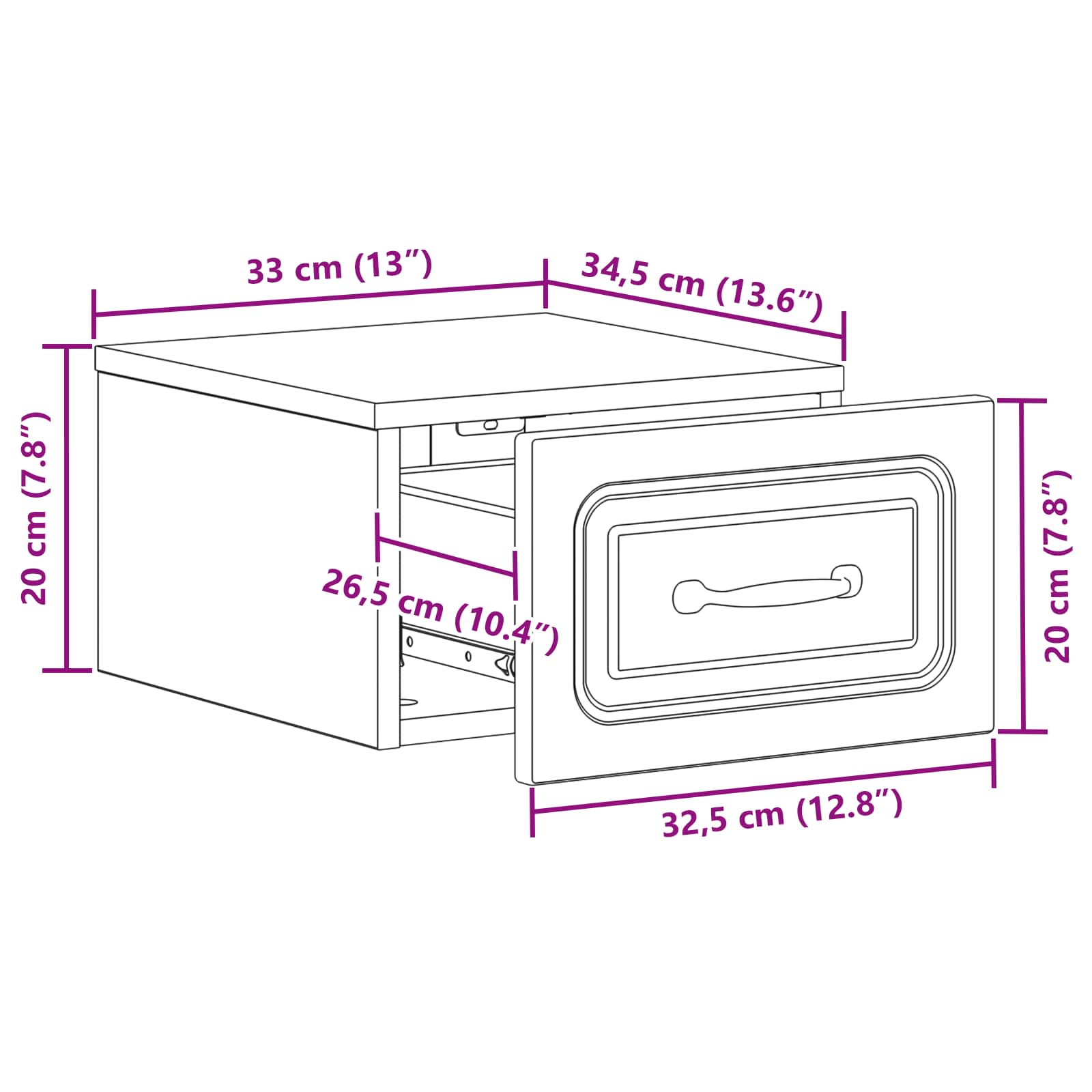 Sienas naktsgaldiņš ar atvilktni 2 gab. Artisano ozols