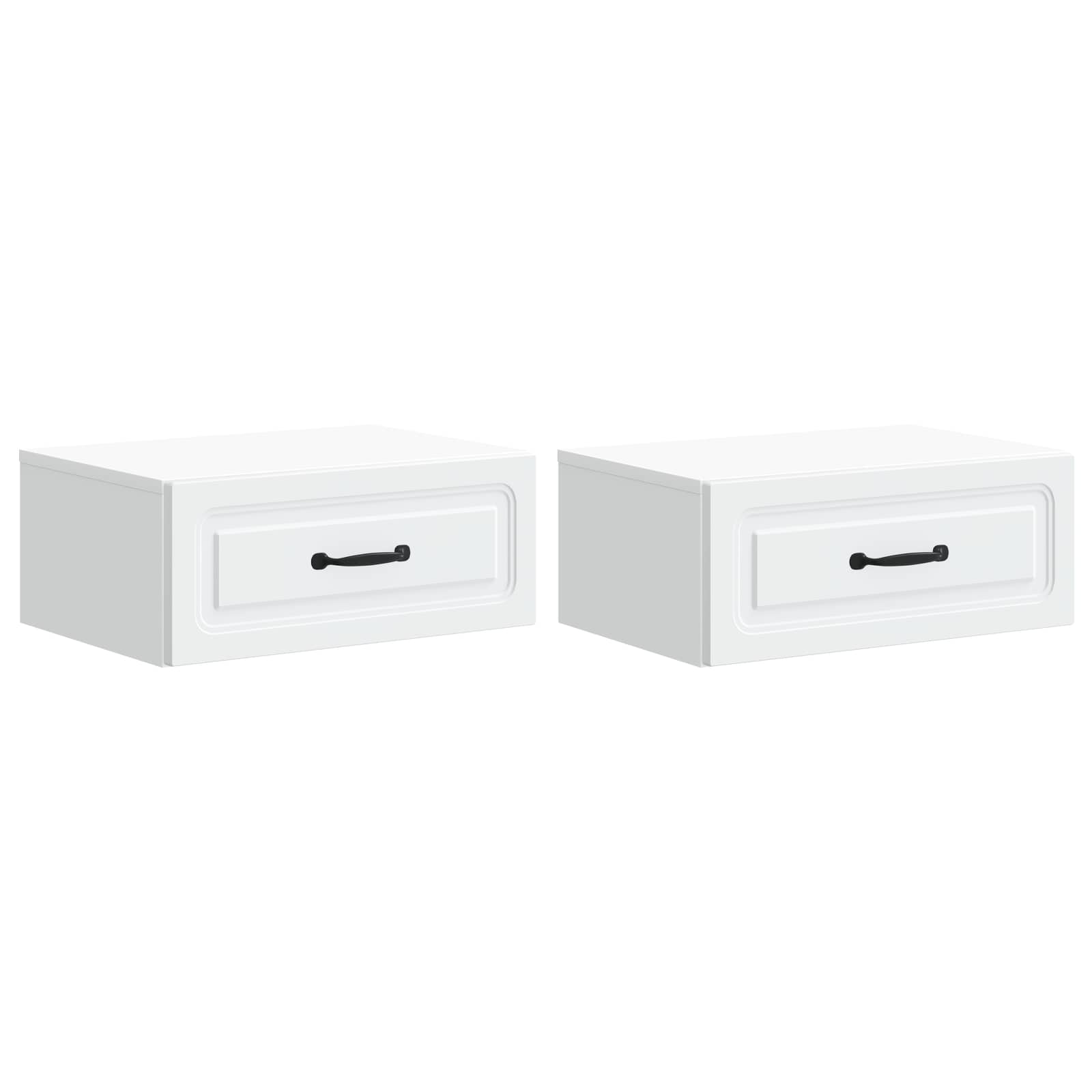 Sieninis naktinis staliukas 2 pcs Balta 49 x 34,5 x 20 cm