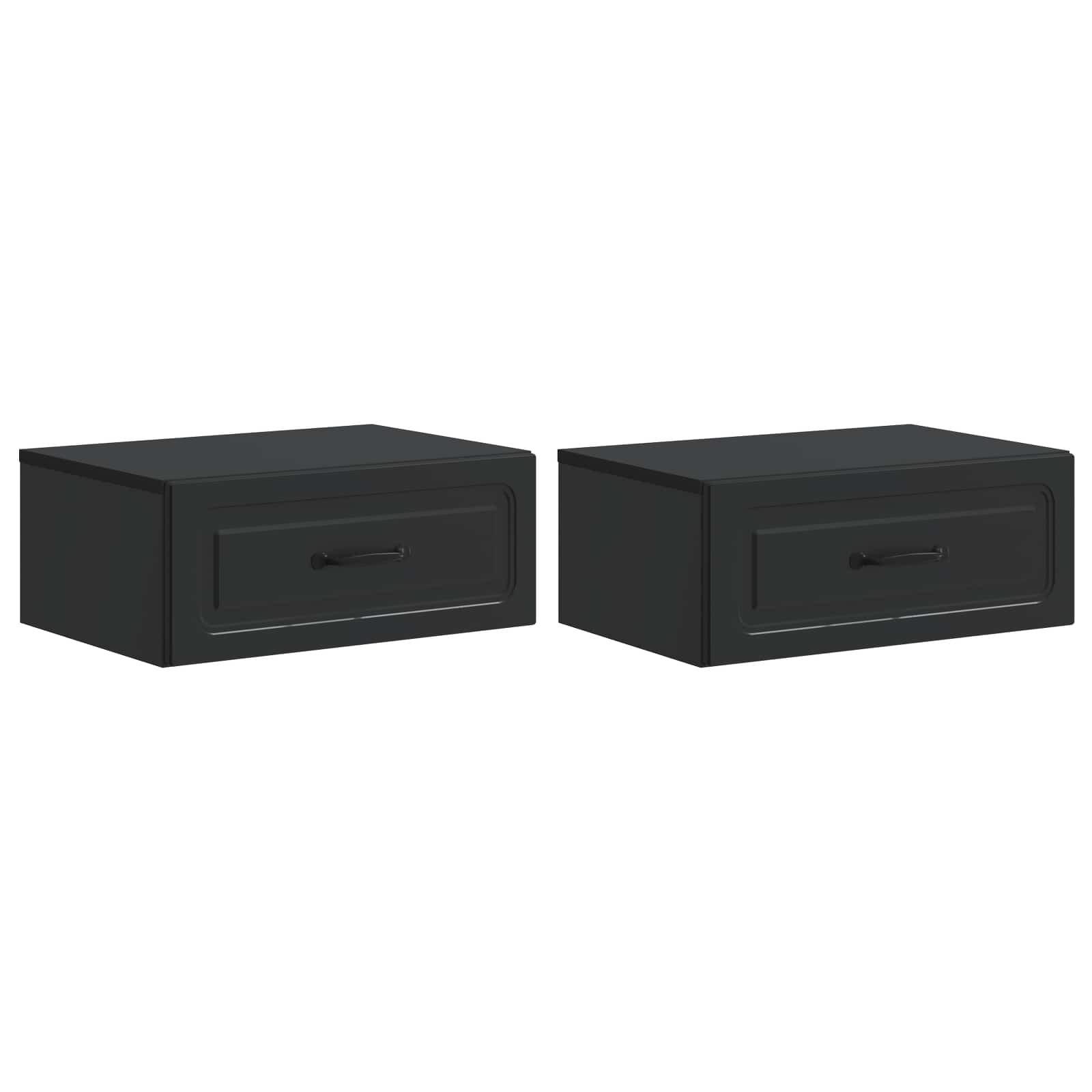 Sieninis naktinis staliukas 2 pcs Juoda 49 x 34,5 x 20 cm
