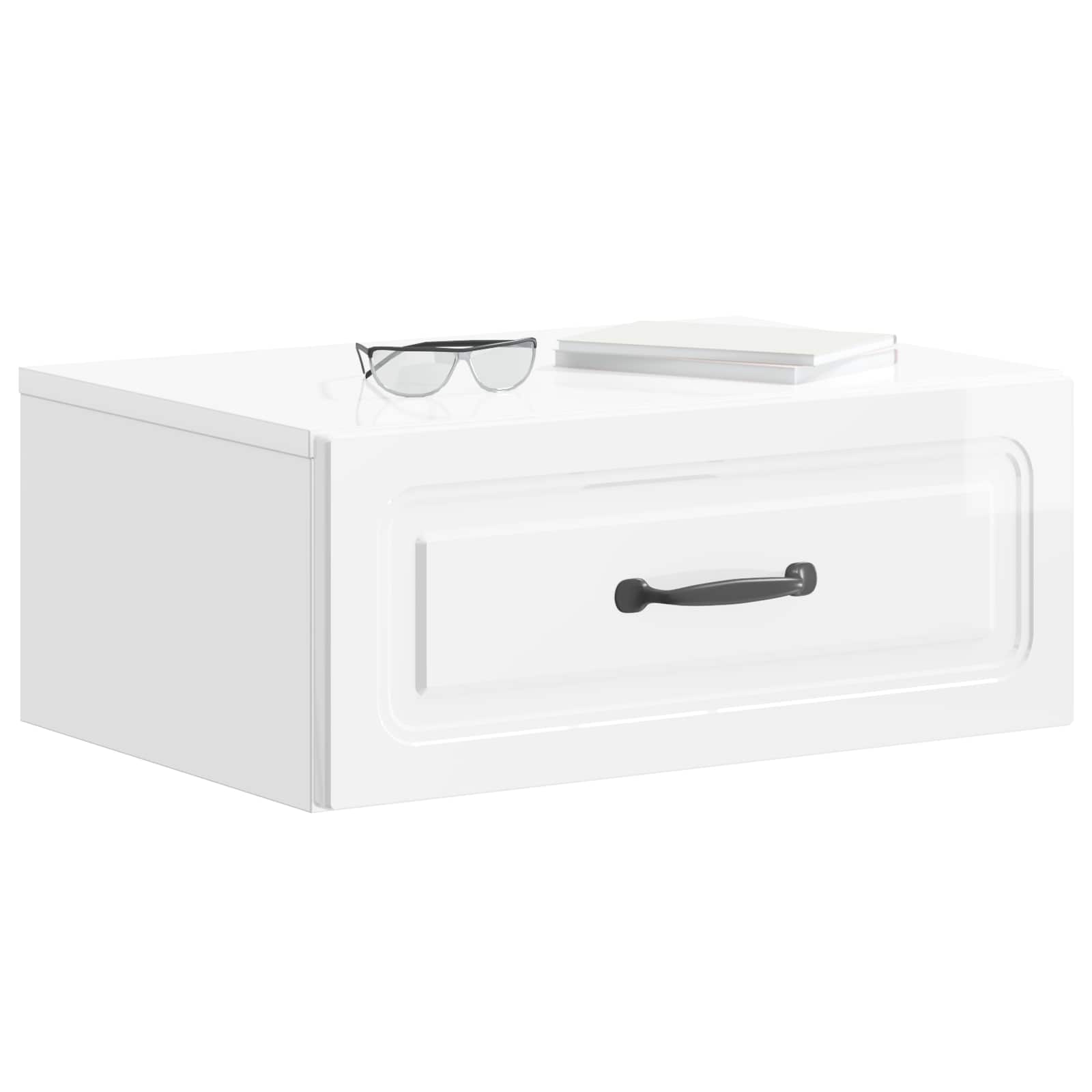 Sieninis naktinis staliukas su stalčių 2 pcs Itin blizgi balta