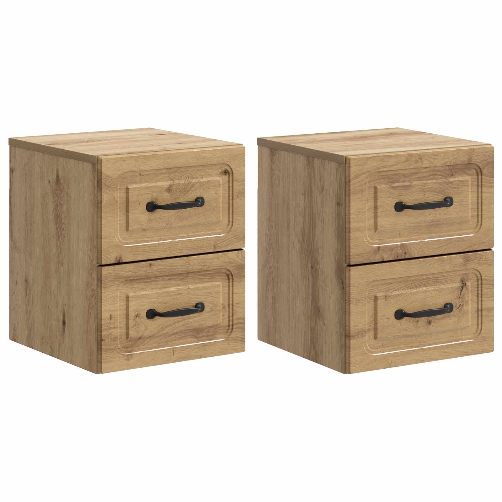 Sieninis naktinis staliukas su stalčių 2 pcs Artisano ąžuolo