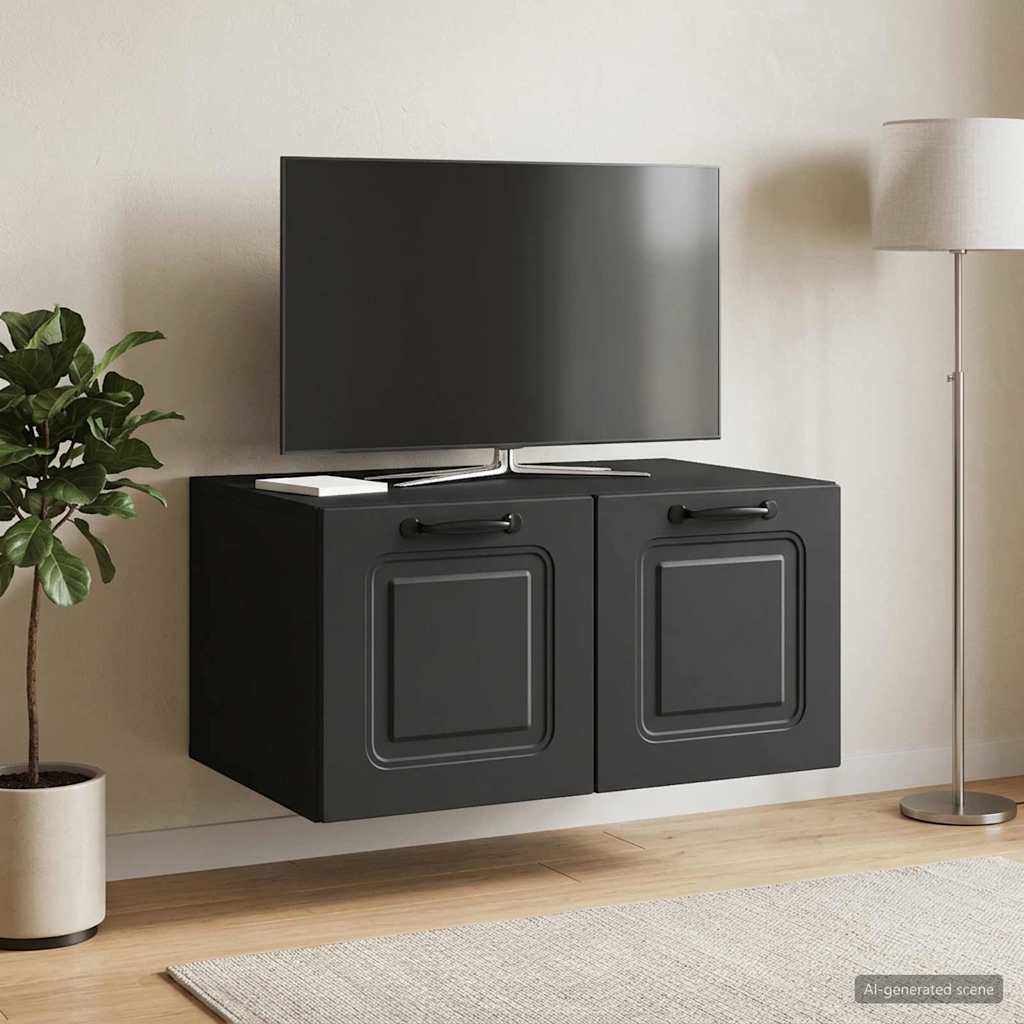 Sieninė TV spintelė Juoda 59,5 x 41 x 30 cm Apdirbta mediena