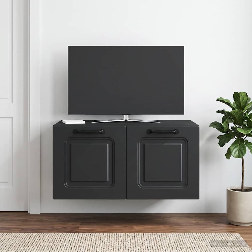 Sieninė TV spintelė Juoda 59,5 x 41 x 30 cm Apdirbta mediena