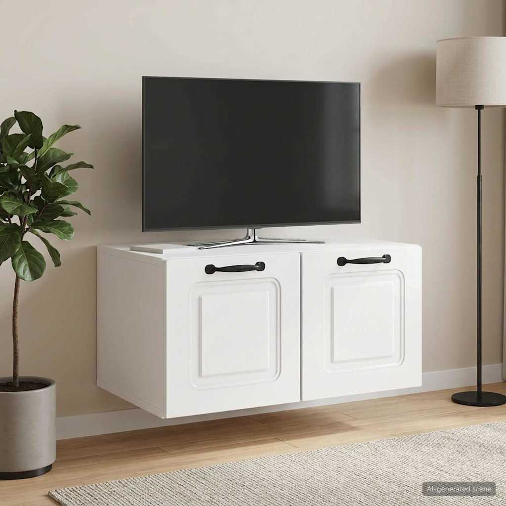 Sieninė TV spintelė Itin blizgi balta 59,5 x 41 x 30 cm