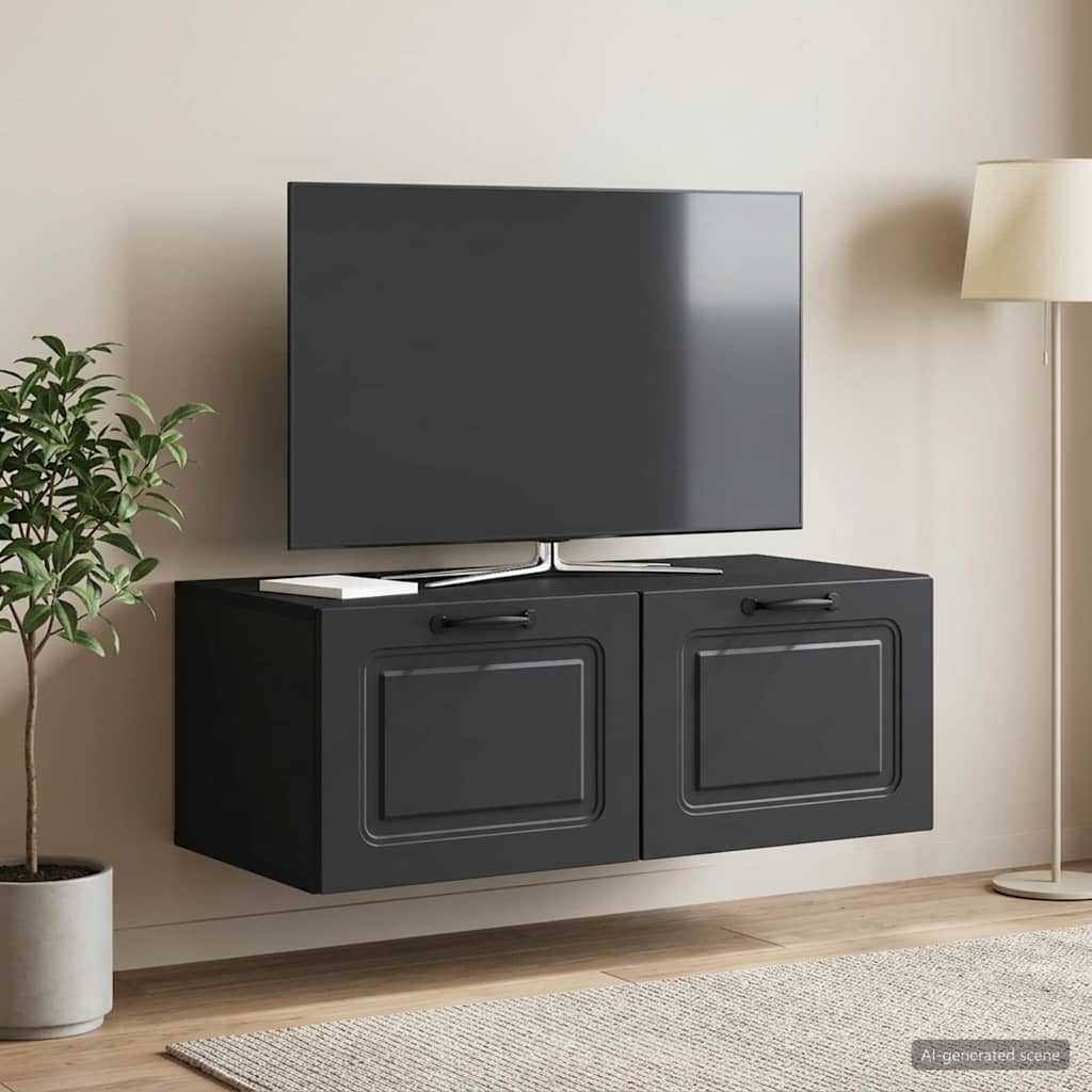 Sieninė TV spintelė Juoda 78,5 x 41 x 30 cm Apdirbta mediena