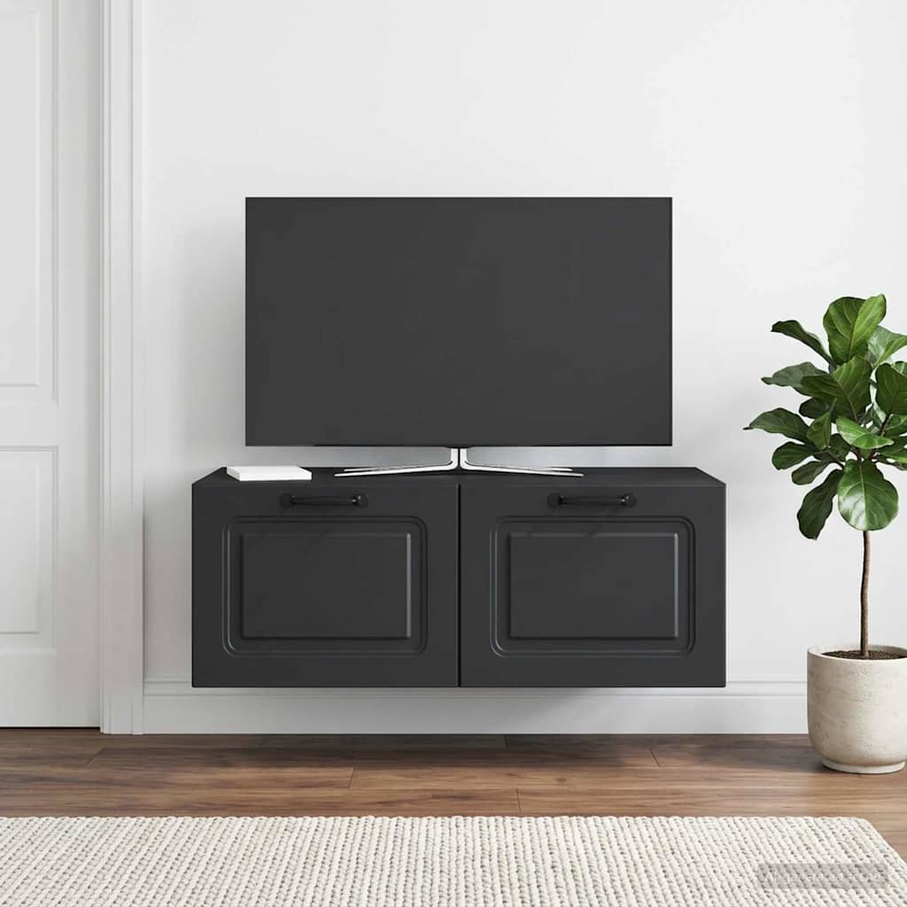 Sieninė TV spintelė Juoda 78,5 x 41 x 30 cm Apdirbta mediena